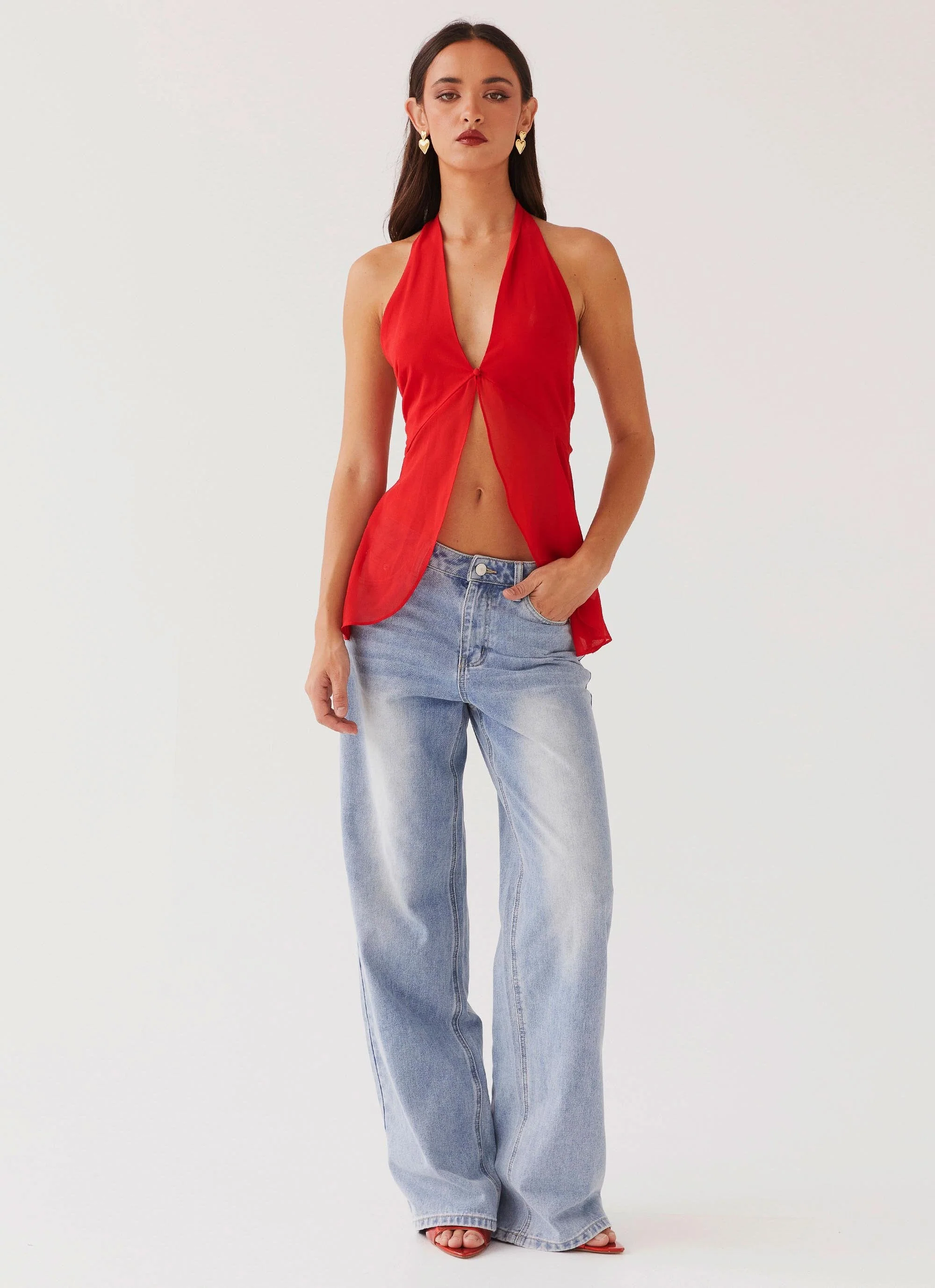 At Last Halterneck Top - Rouge Red - Image 5