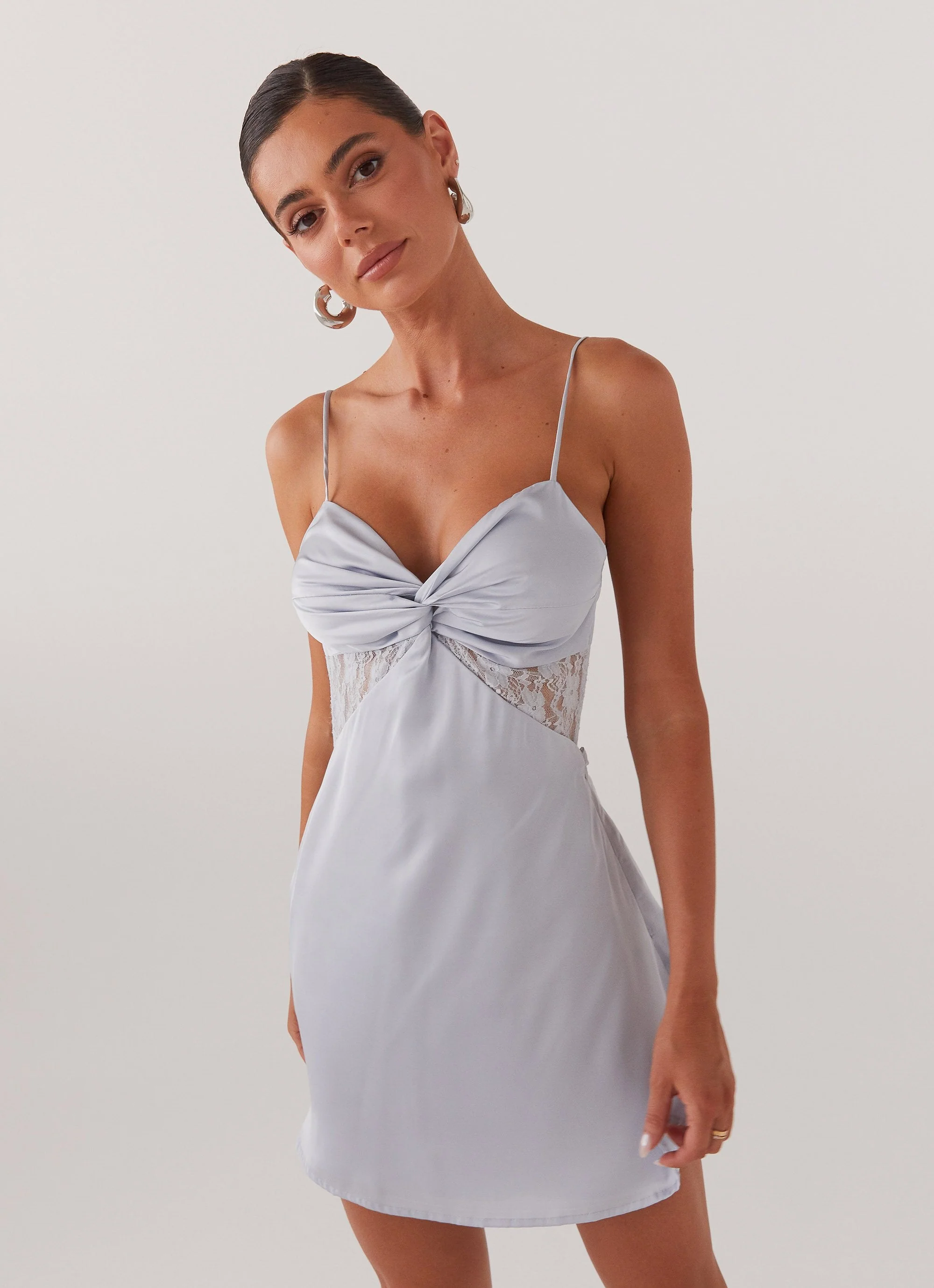 Ayla Satin Mini Dress - Arctic Blue - Image 6