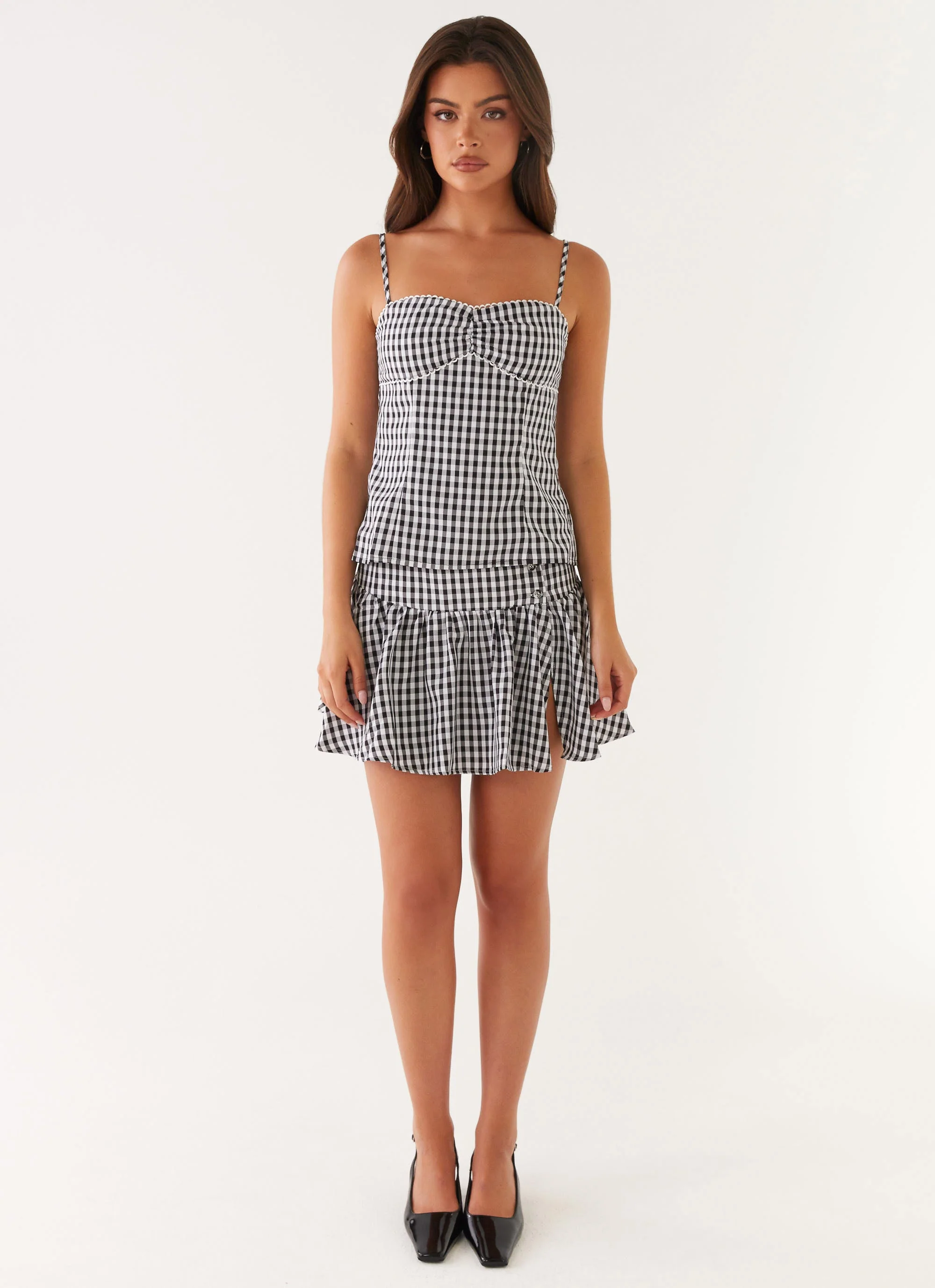 Bellamy Mini Skirt - Black Gingham - Image 2