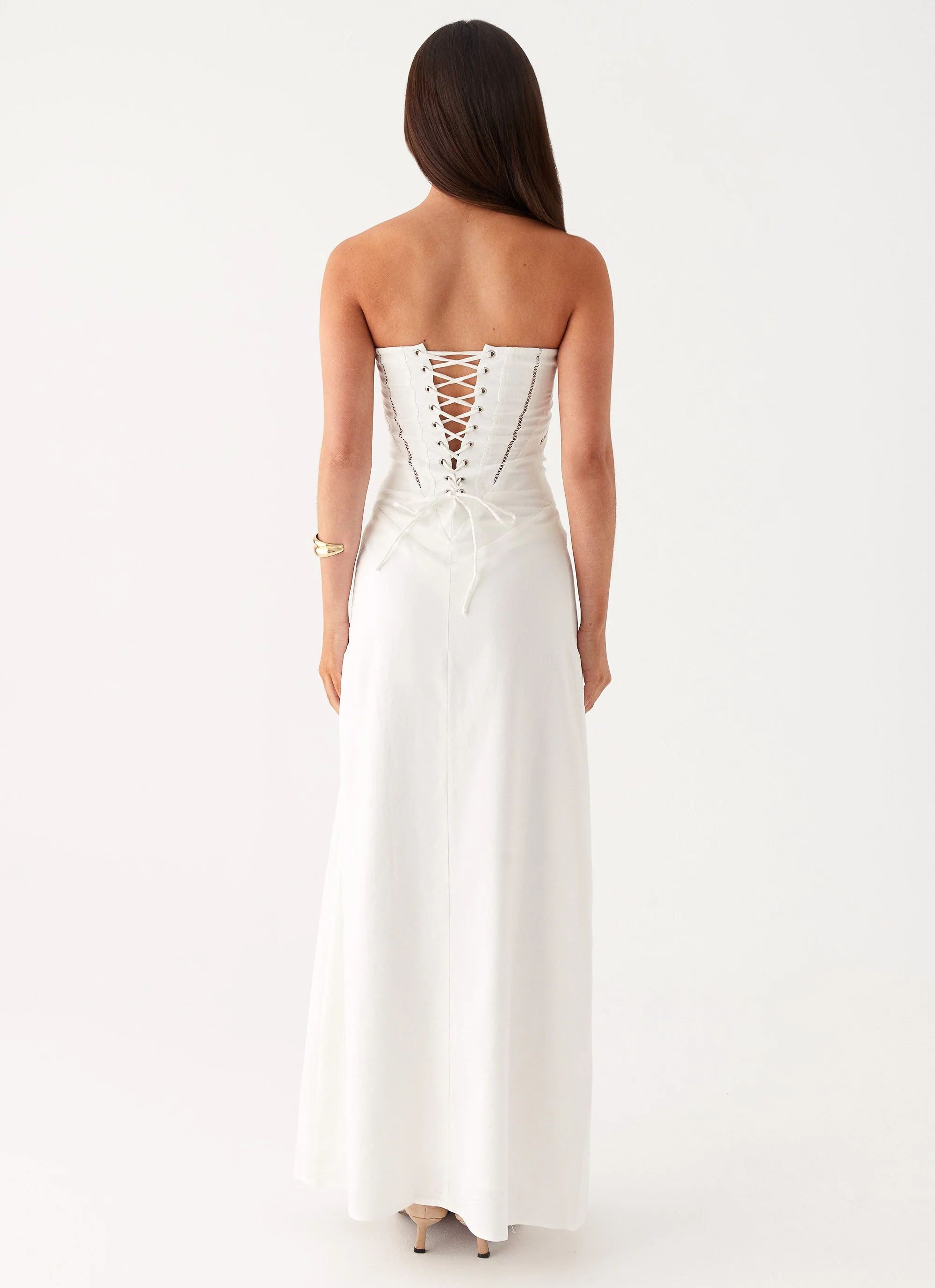 Cerisa Linen Maxi Dress - White - Image 4