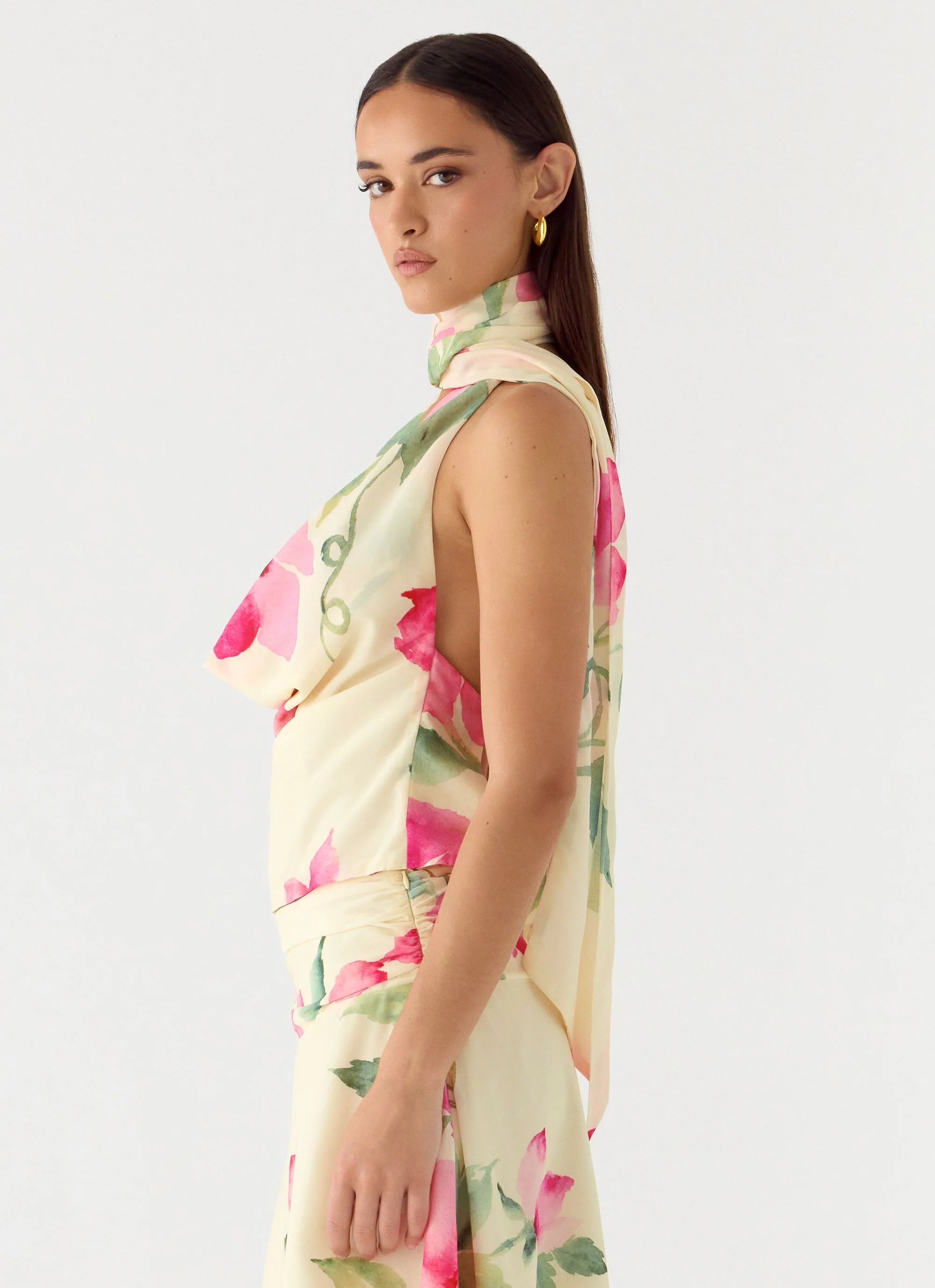 Get Me Halter Backless Top - Lemon Soleil - Image 2