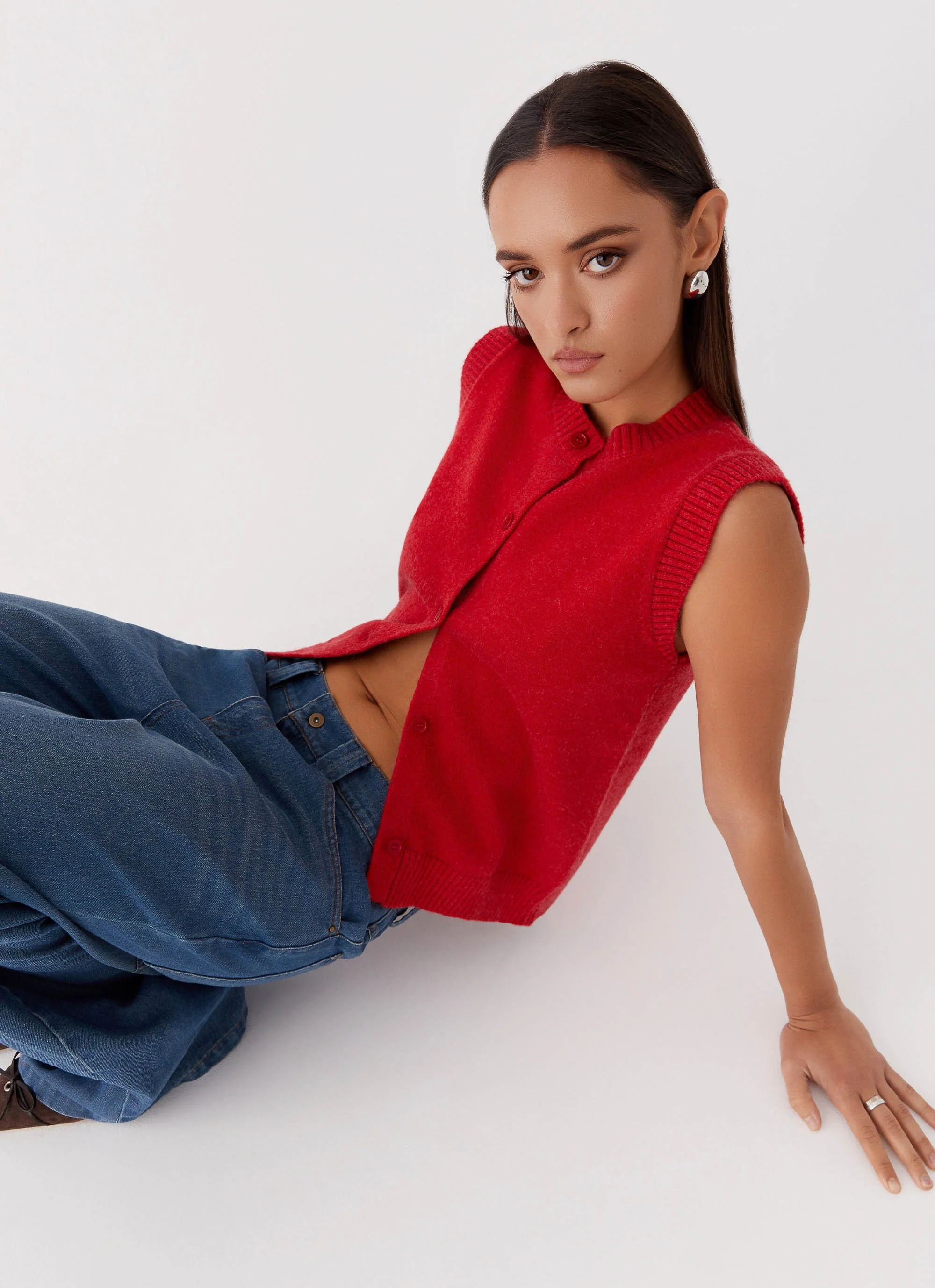 Hanson Knit Vest Top - Red - Image 6