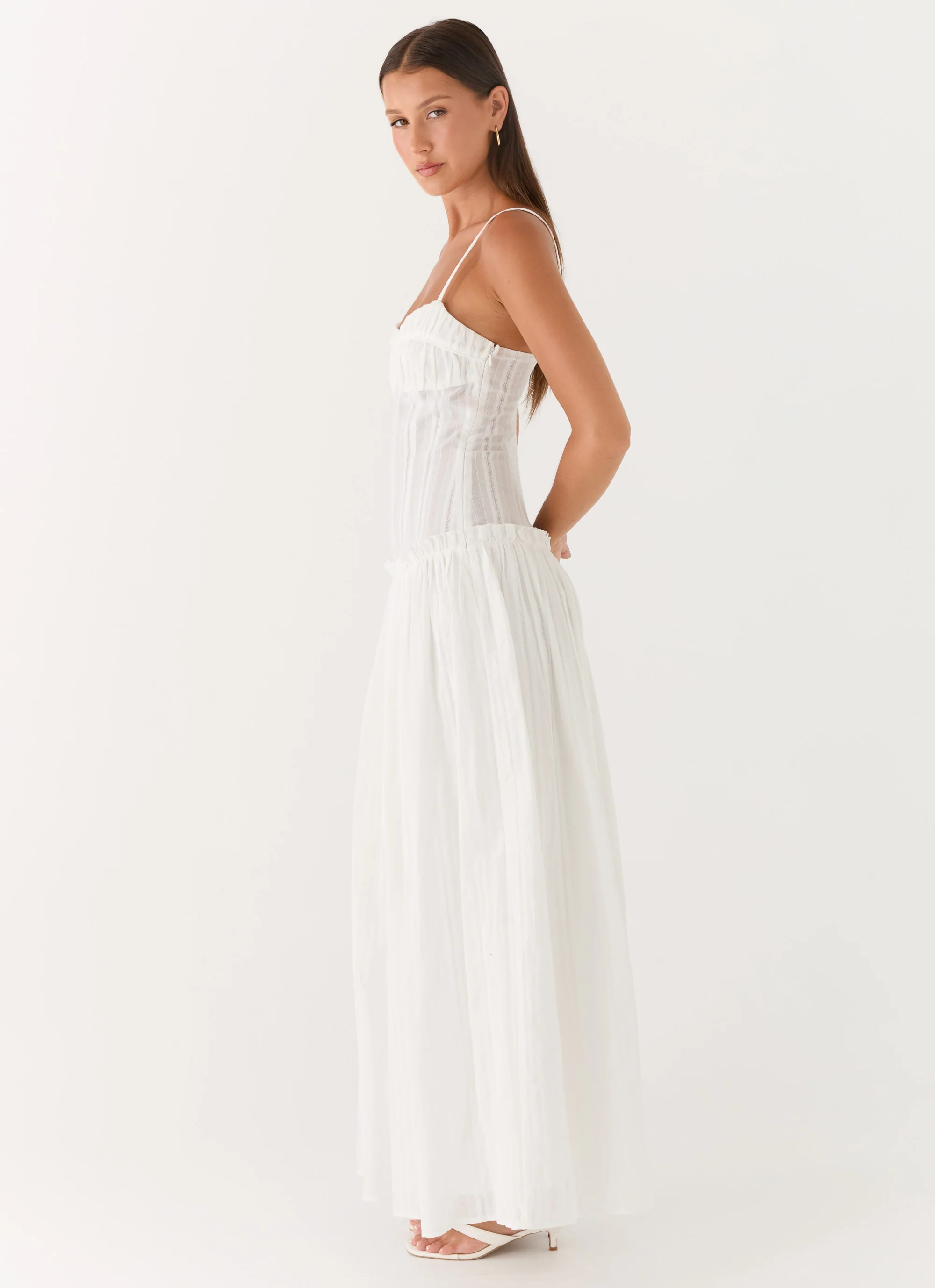 Jacinda Drop Waist Maxi Dress - Ivory - Image 3