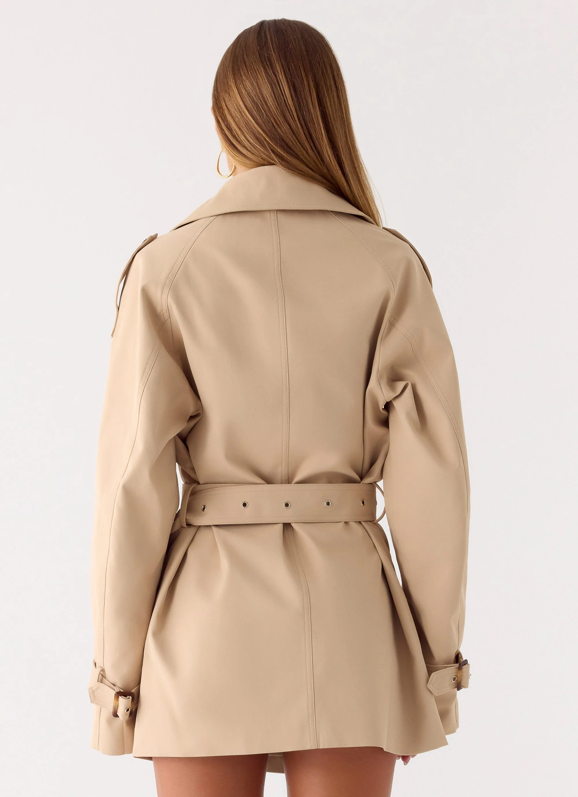 Jackie Mini Trench Coat - Tan - Image 5