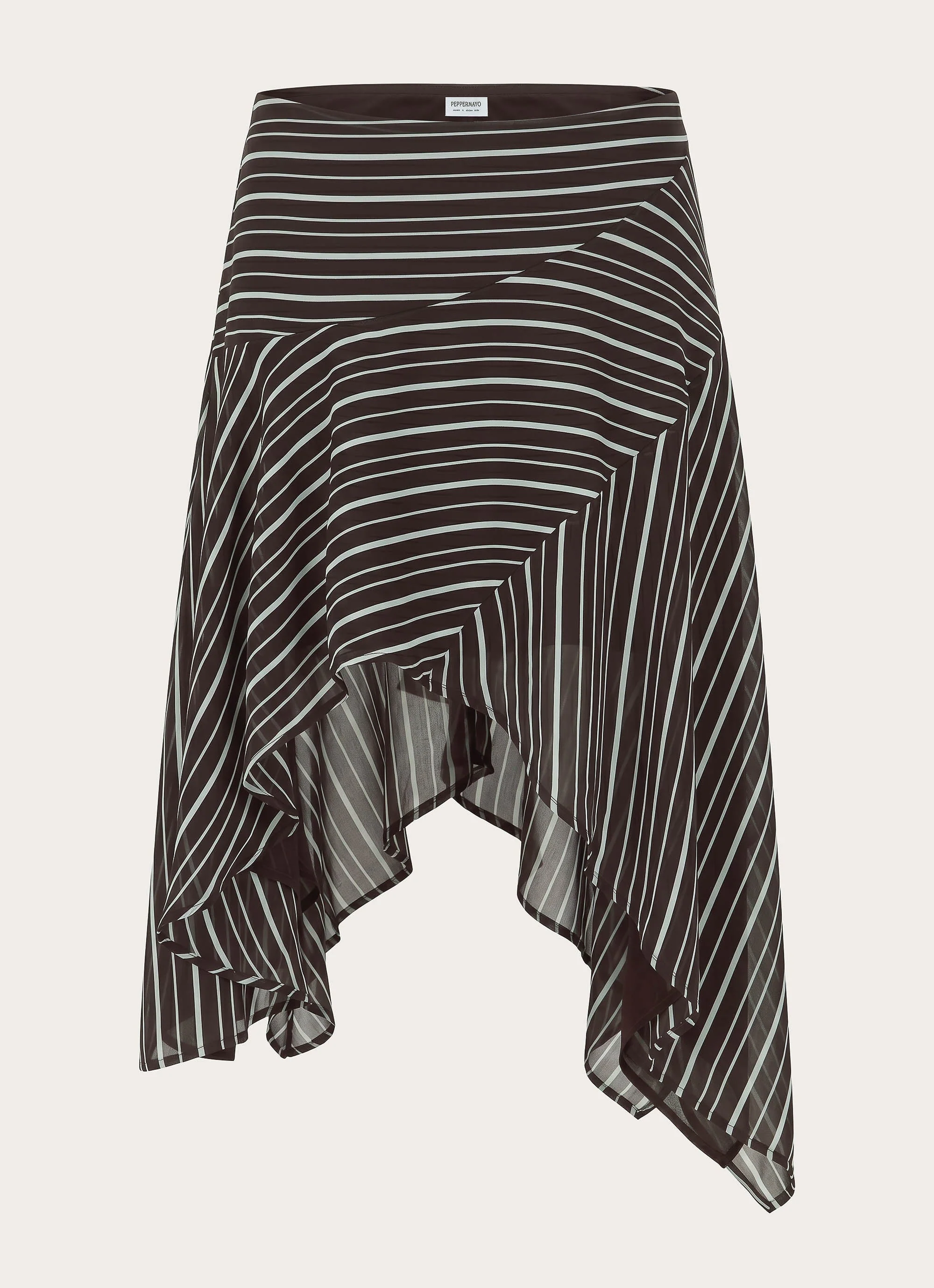 Kia Low Rise Asymmetrical Midi Skirt - Chocolate Stripe - Image 2