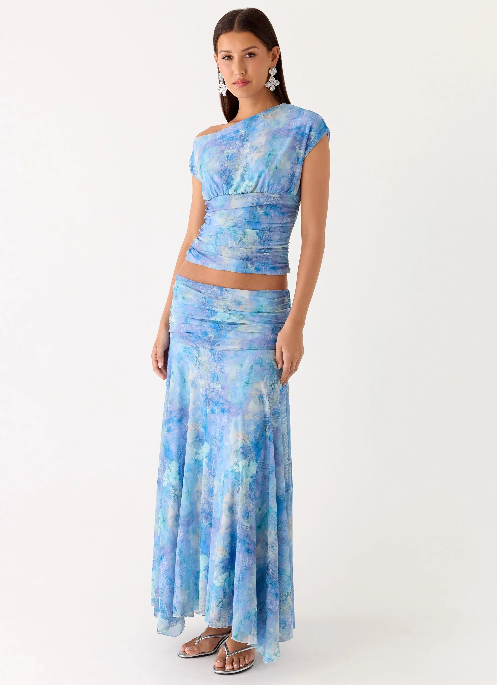 Liana Asymmetrical Top - Aqua Paisley - Image 5