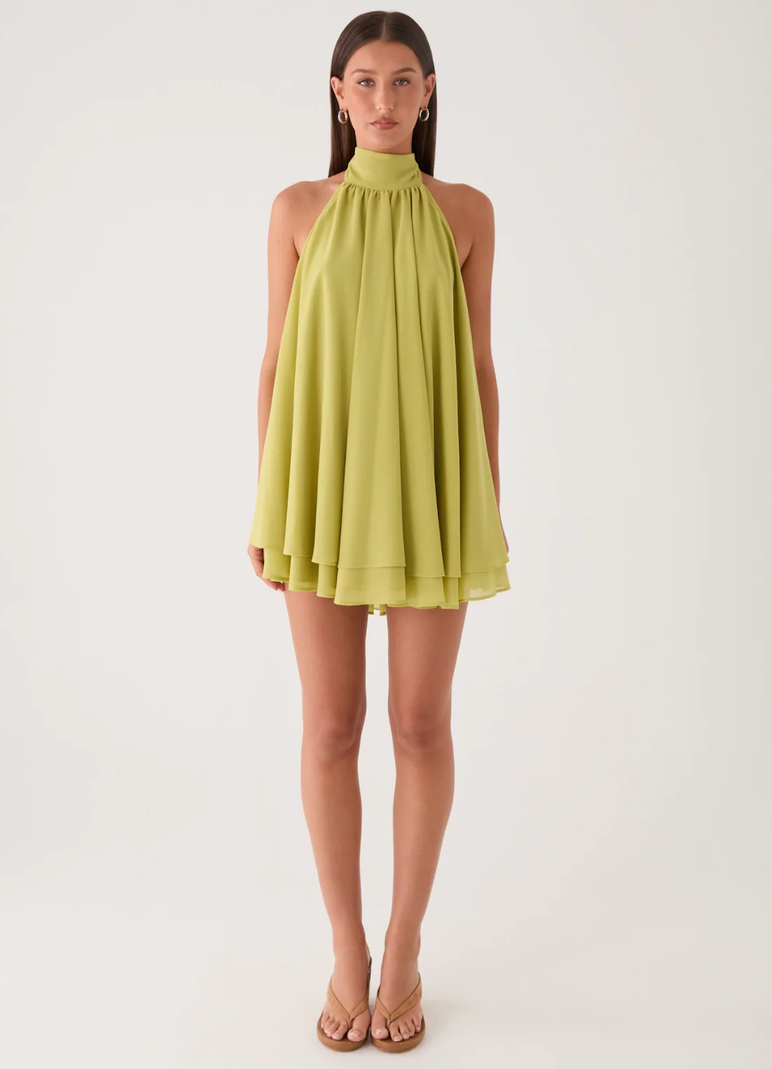 Lyrah Halter Mini Dress - Lime - Image 7