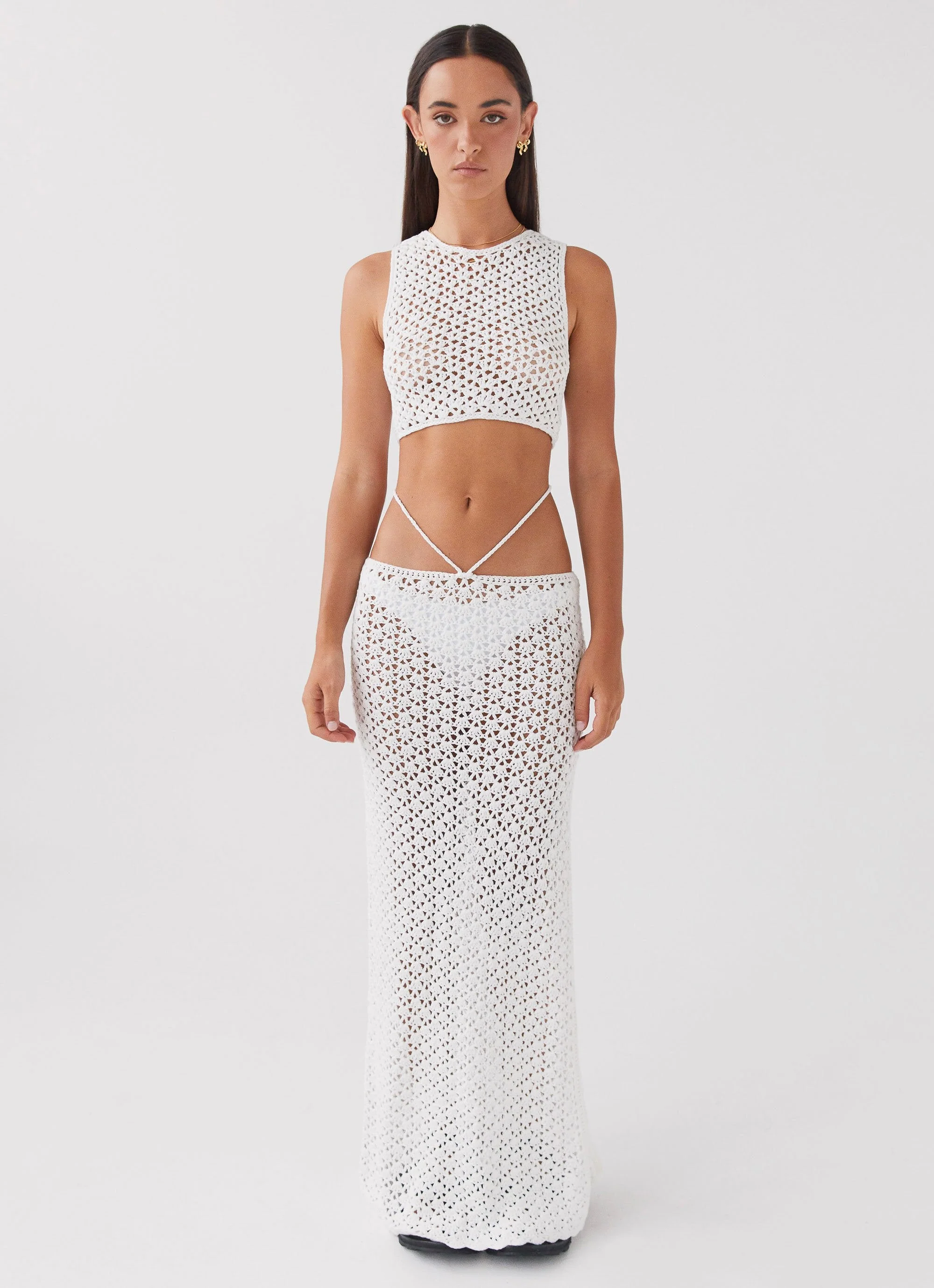 Mabel Bay Crochet Maxi Skirt - White - Image 2