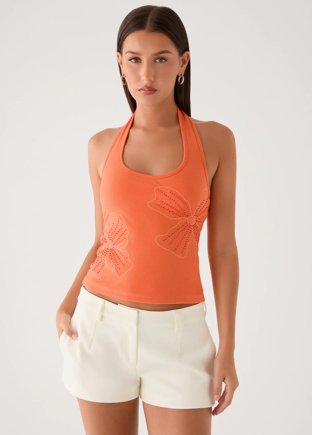 Monay Beaded Halter Top - Orange - Image 7