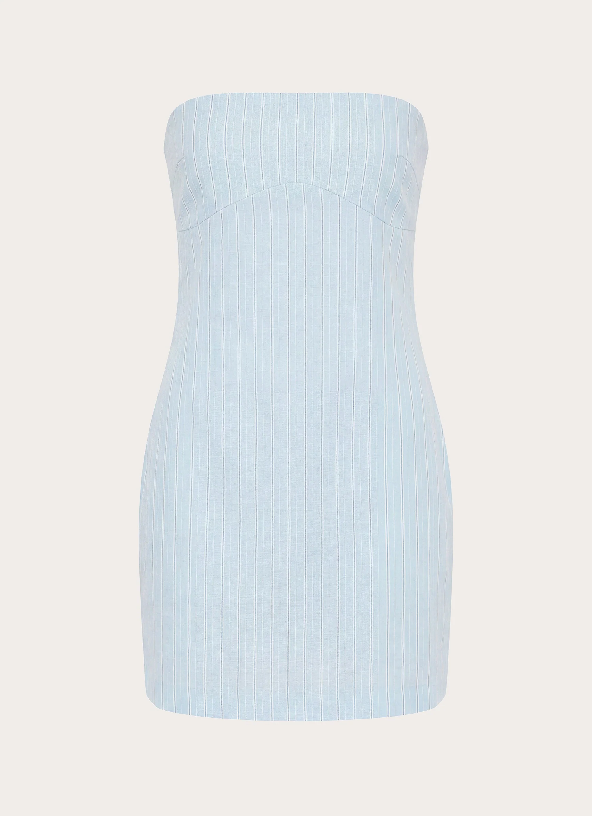 Reinna Cotton Strapless Mini Dress - Baby Blue Stripe - Image 2