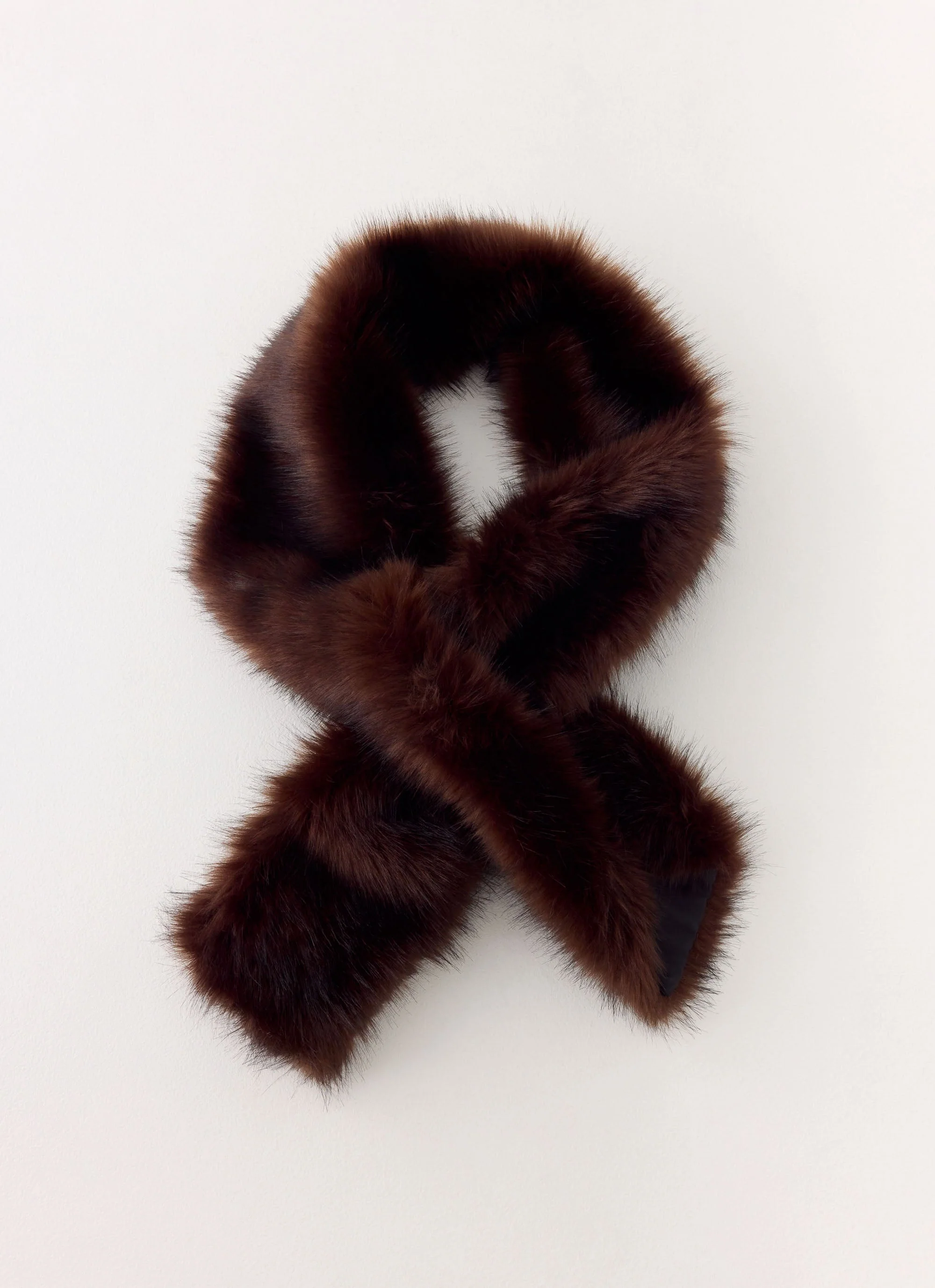 Saskia Faux Fur Scarf - Chocolate - Image 2