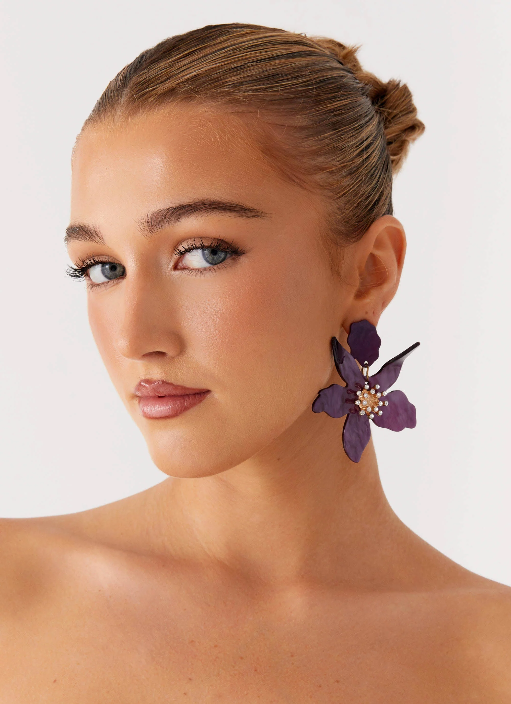 Siesta Flower Earrings - Purple - Image 2