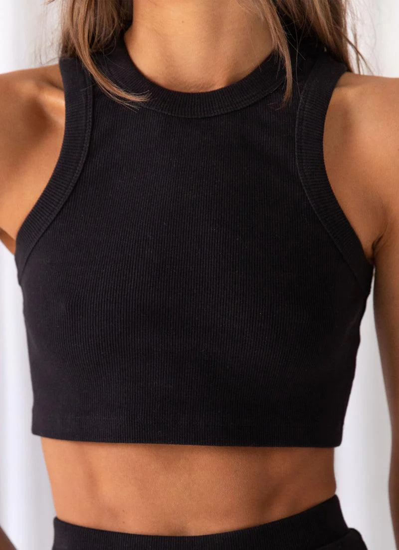 Spencer Organic Cotton Rib Tank - Black - Image 6