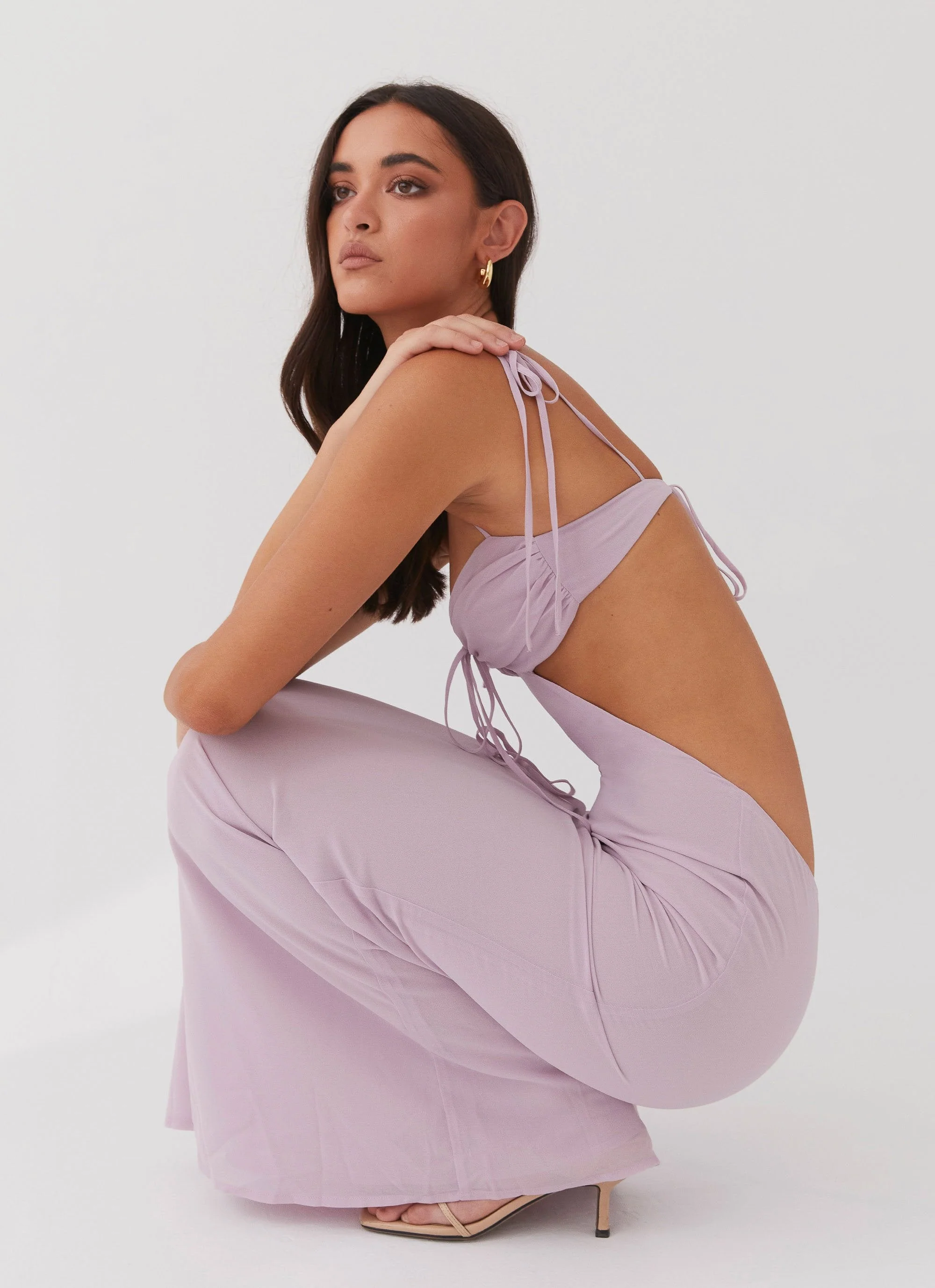 Tyra Ruched Maxi Dress - Lavender - Image 2